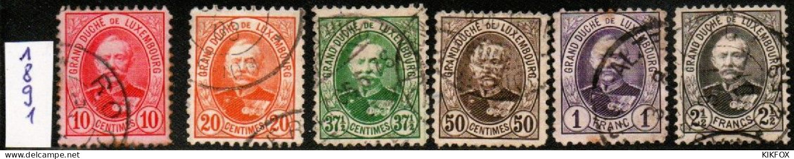 Luxembourg , Luxemburg ,1891, MI 57  59, 62, 63, 64, 65, GROSSHERZOG ADOLF, GESTEMPELT,OBLITERE, - 1895 Adolfo Di Profilo