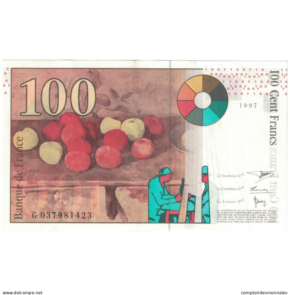 France, 100 Francs, 1997, G037981423, TTB, Fayette:74.1, KM:158a - 100 F 1997-1998 ''Cézanne''