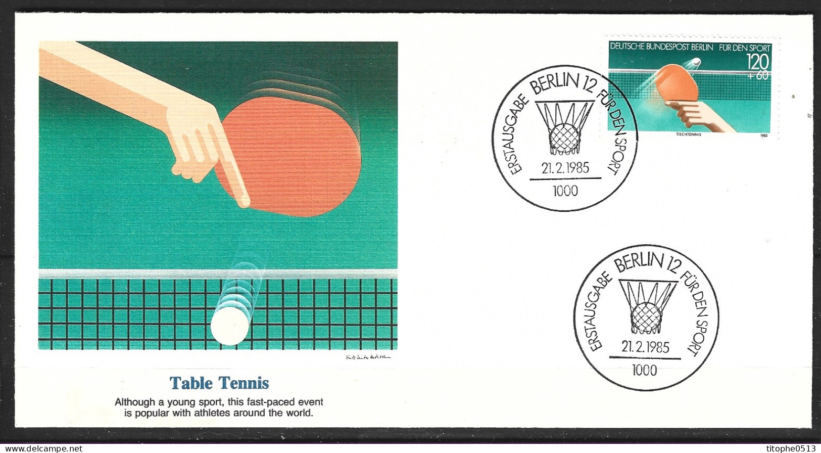 BERLIN. N°692 Sur Enveloppe 1er Jour (FDC) De 1985. Tennis De Table. - Tenis De Mesa