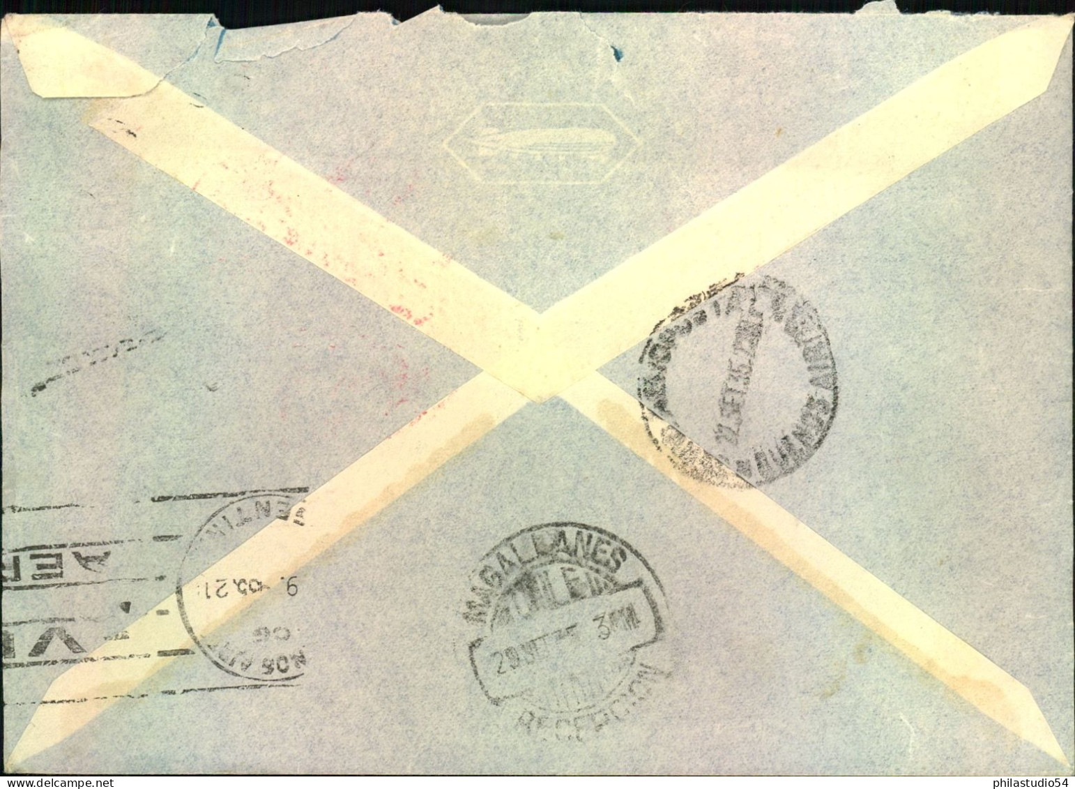 1935, Bunt Frankierter Luftpostbrief Ab TROSSINGEN Nach Magallanes, Chile - Privat-Ganzsachen