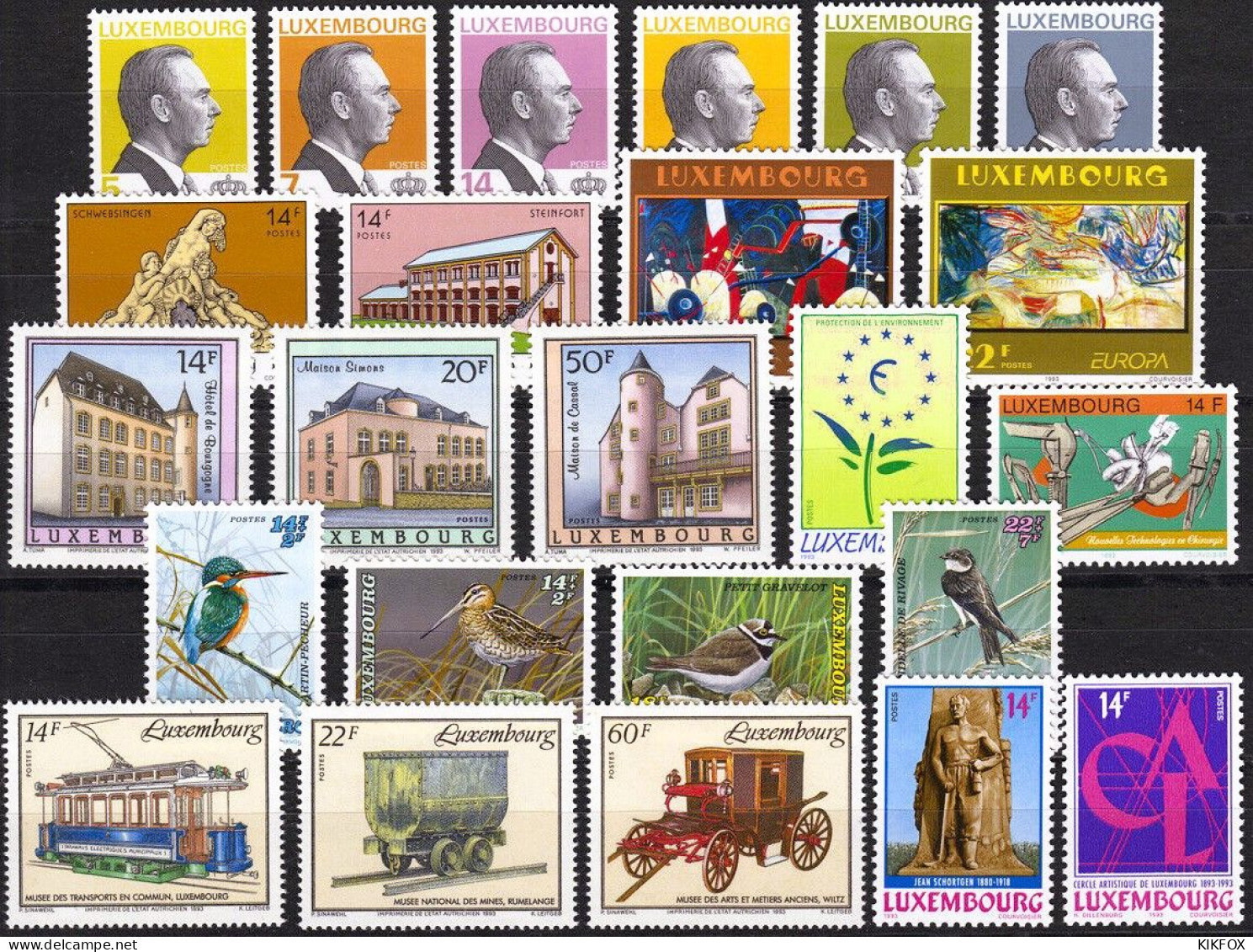LUXEMBOURG,LUXEMBURG,1993 ,MI NR 1310 -1333 , YT 1288 -1209, JAHRGANG KPL , Complete Year , POSTFRISCH - Full Years