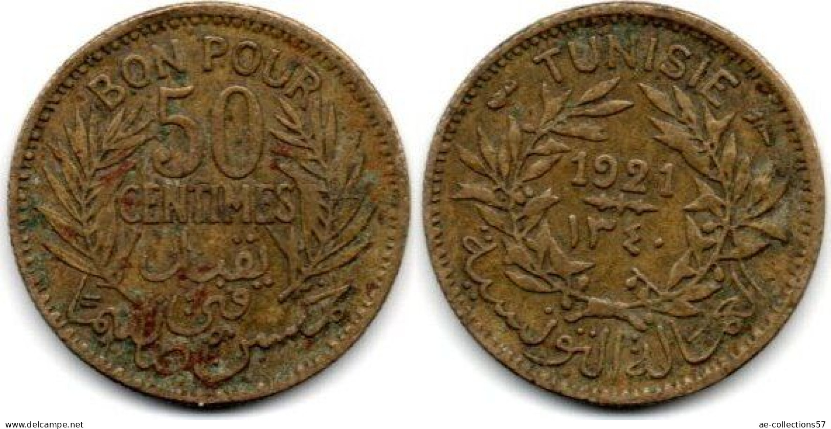 MA 30016 / Tunisie - Tunisia - Tunesien 50 Centimes 1921 TB+ - Túnez