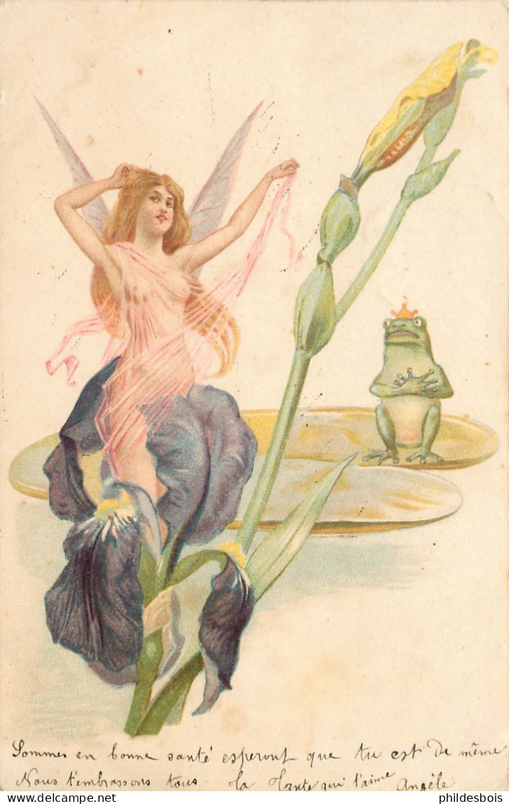 FANTAISIE  Femme Et Grenouille , Nénuphar - Vissen & Schaaldieren