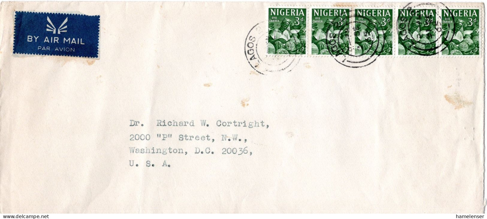 L73982 - Nigeria - 1965 - 5@3d Oyo A LpBf LAGOS -> Washington, DC (USA) - Nigeria (1961-...)