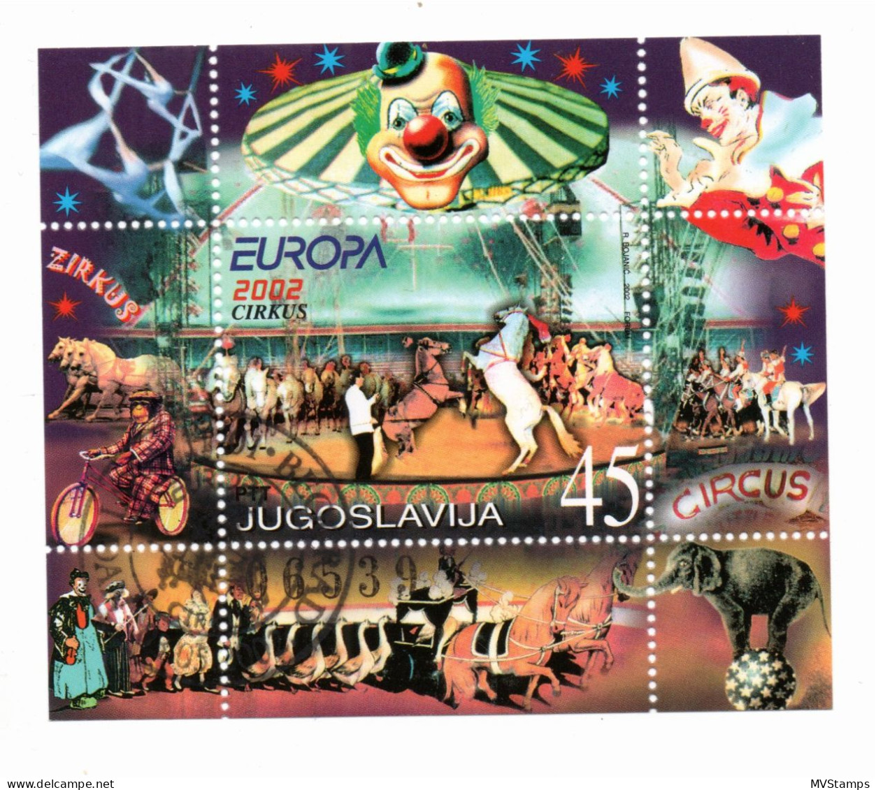 Yugoslavia 2002 Sheet Europe/CEPT/circus Stamps (Michel Block 53) Nice Used - Usati