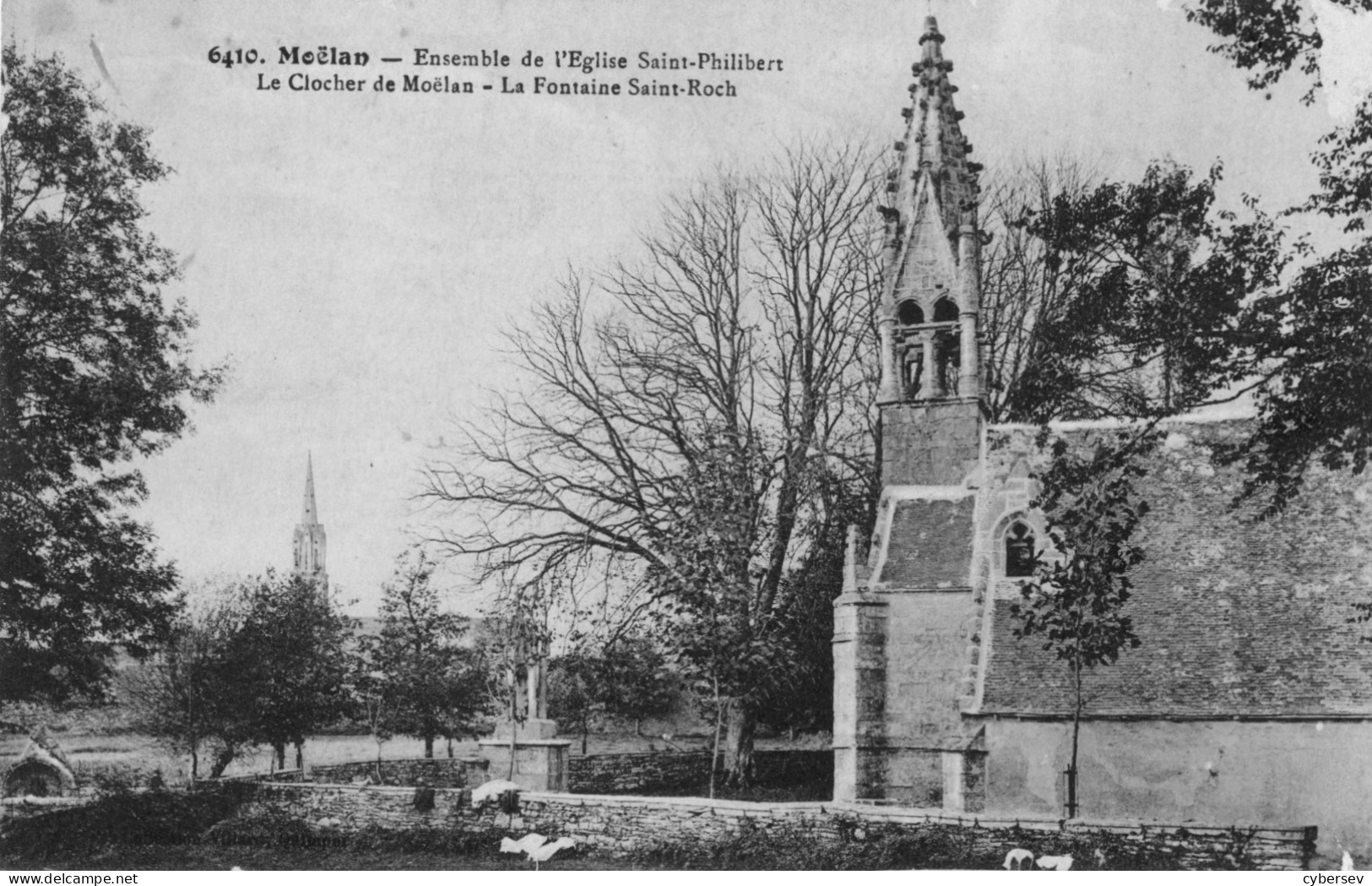 MOELAN - Ensemble De L'Eglise Saint-Philibert - Le Clocher De Moëlan - La Fontaine Saint-Roch - Moëlan-sur-Mer