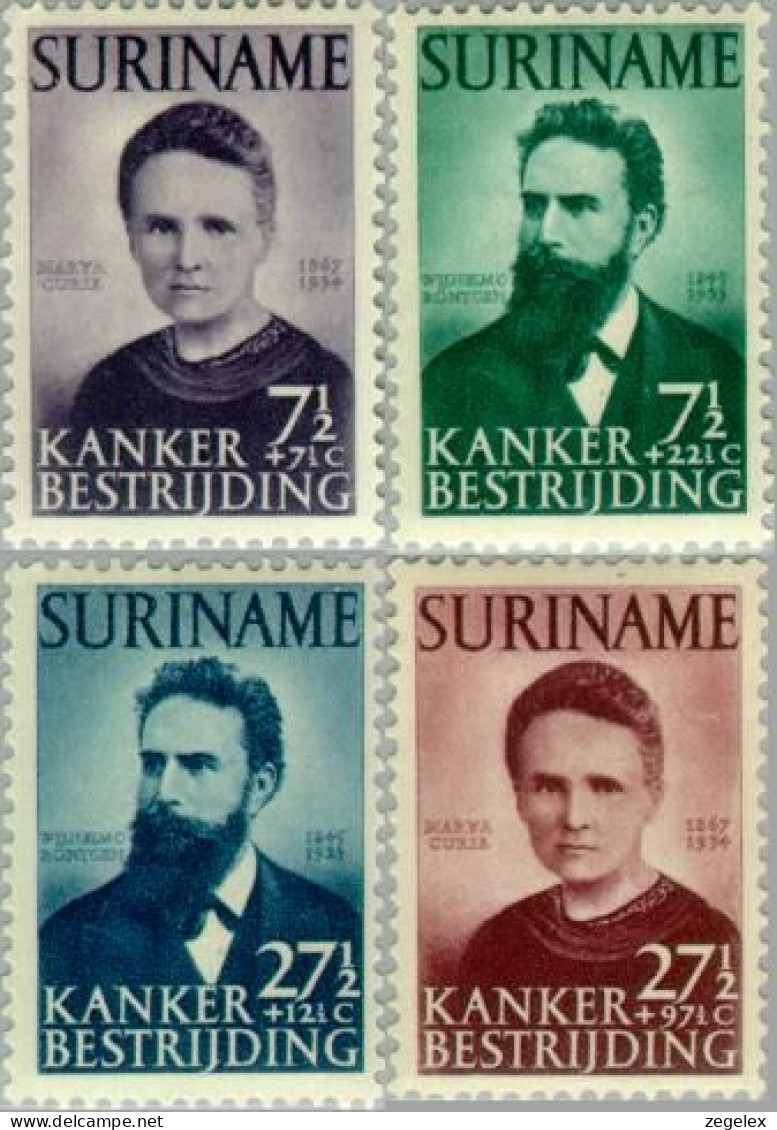 Suriname 1950 Madame Curie En Wilhelm Röntgen.  NVPH 280-283 Postfris/MNH/** Never Hinged - Suriname ... - 1975