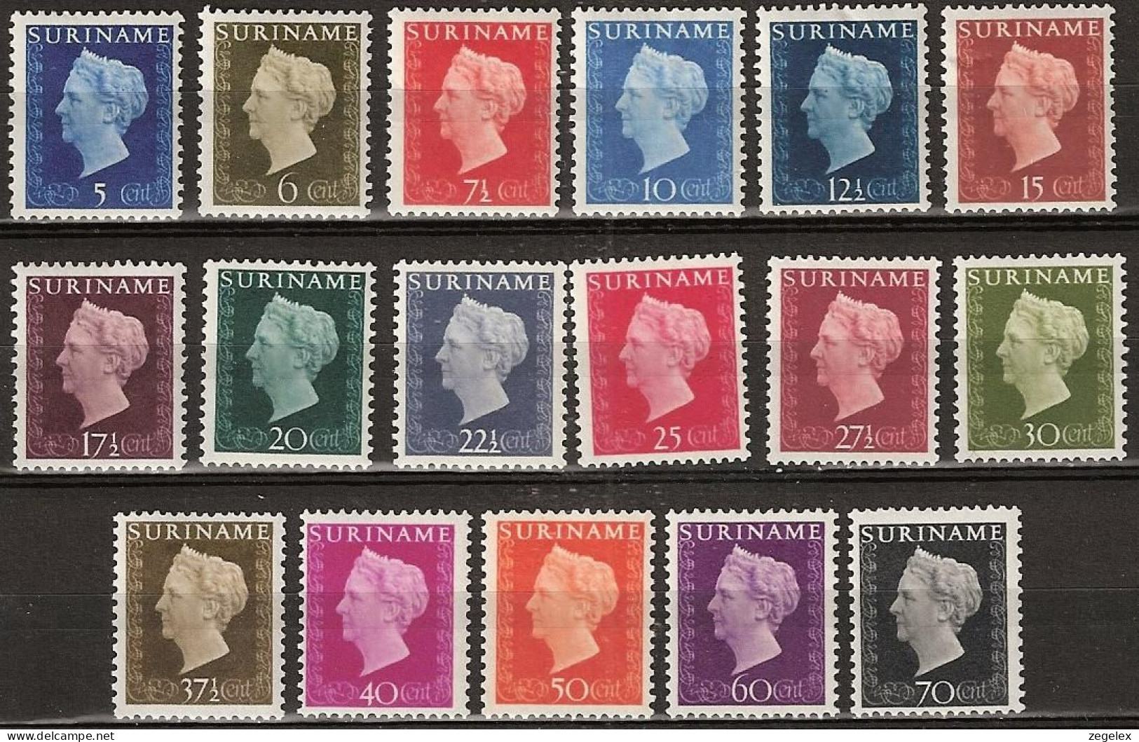 Suriname 1948 Koningin Wilhelmina.  NVPH 257-273 MNH/** - Suriname ... - 1975