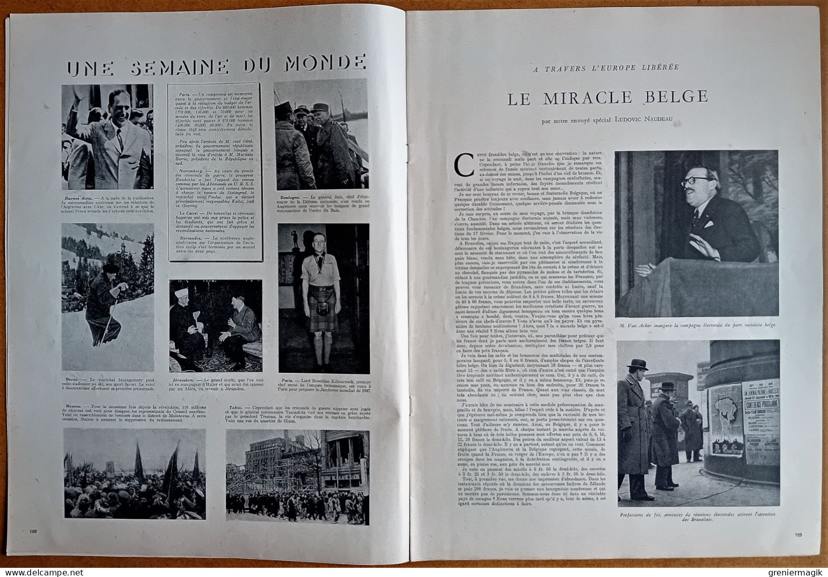 France Illustration N°21 23/02/1946 Bâtiment De Ligne "Richelieu"/Belgique/Indes/Caen/Economie Zone Française Occupation - General Issues