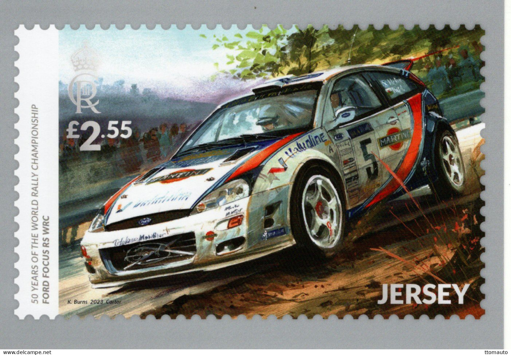 Ford Focus RS WRC -  50 Years Of The World Rally Championship  - Jersey PHQ Postcard - Rallye