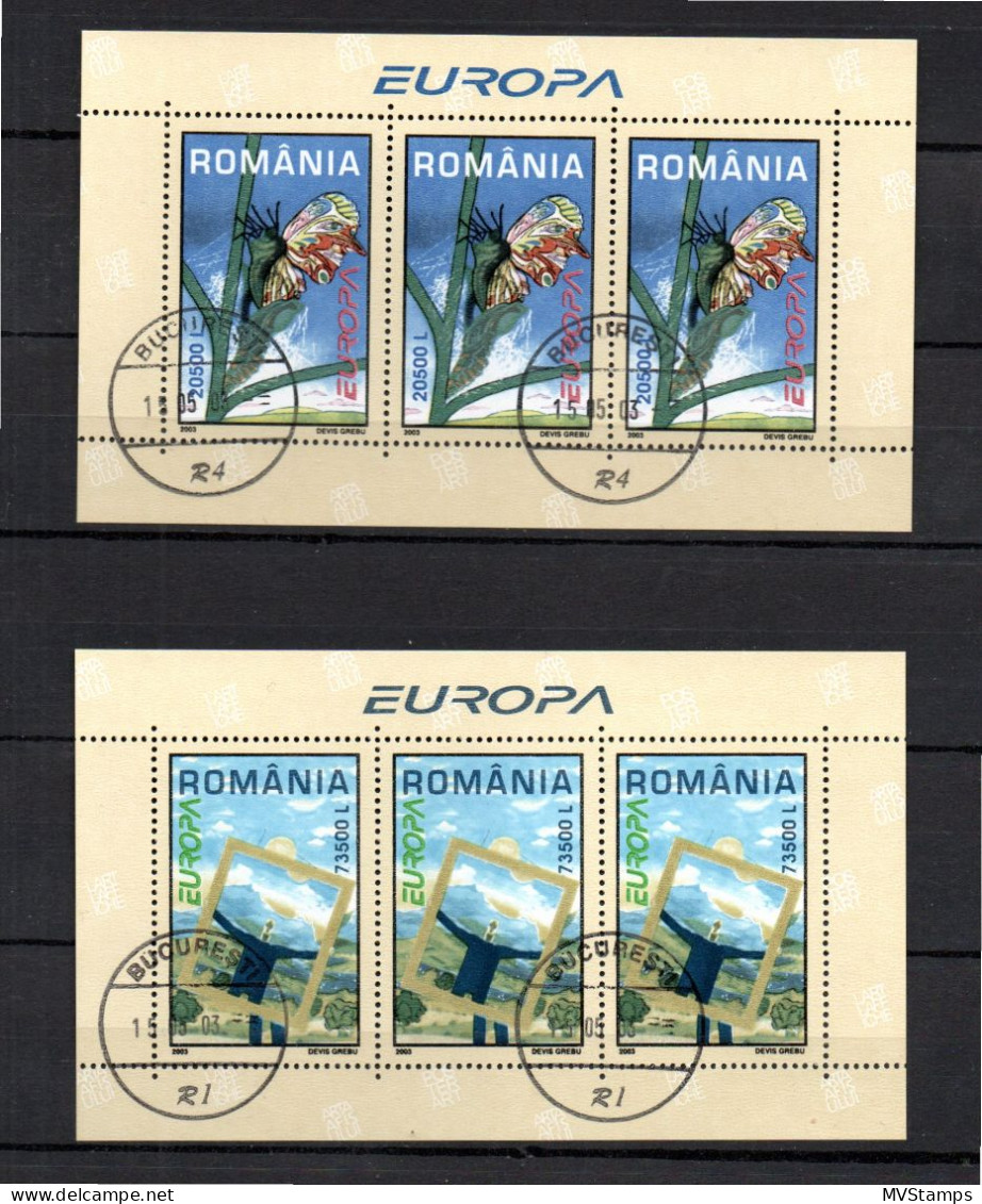 Romania 2003 Set Europe/CEPT/Art/Flowers Stamps (Michel Block 330/31) Nice Used - Gebraucht