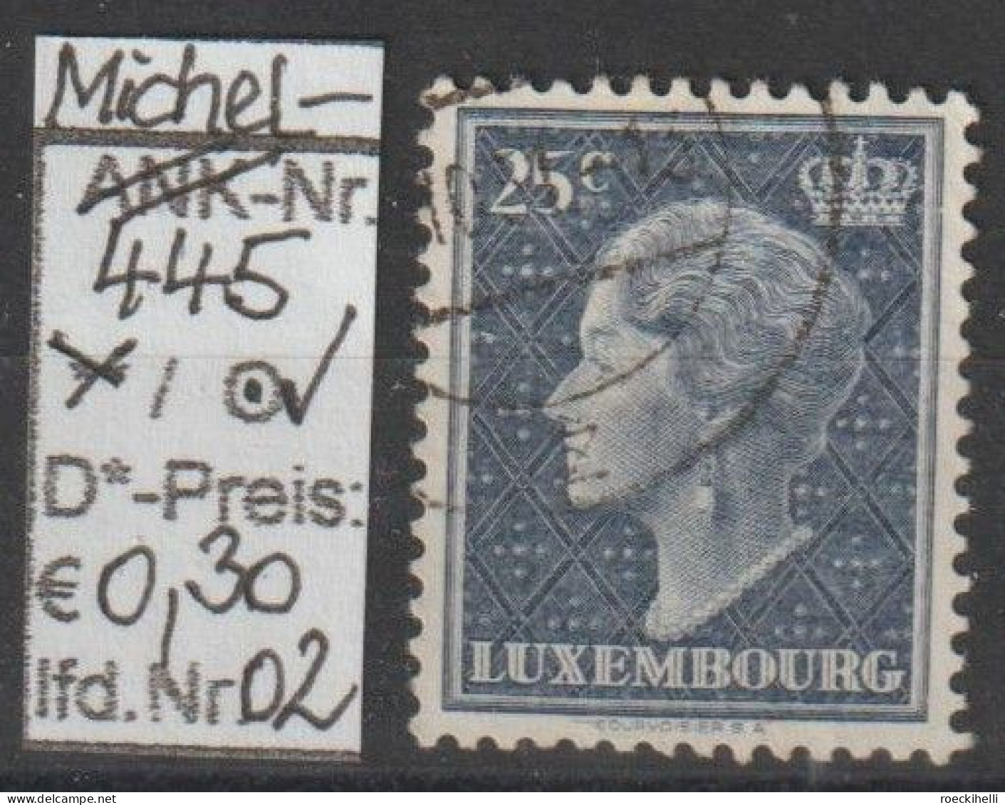 1948 - LUXEMBURG - FM/DM "Großherzogin Charlotte"  25 C Dkl'schiefer - O  Gestempelt - S.Scan (lux 445o 01-04) - 1948-58 Charlotte Di Profilo Sinistro