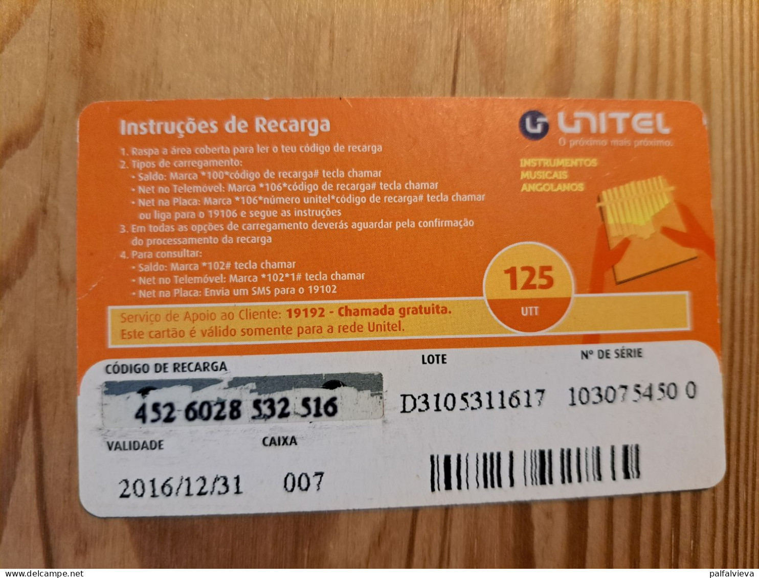 Prepaid Phonecard Angola, Unitel, Kissange - Angola
