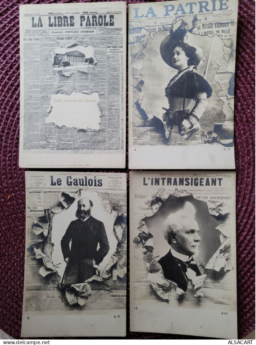 4 Cartes Postales , De Couverture De Journaux De Presse, La Patrie,l'intransigeant, Le Gaulois - Other & Unclassified