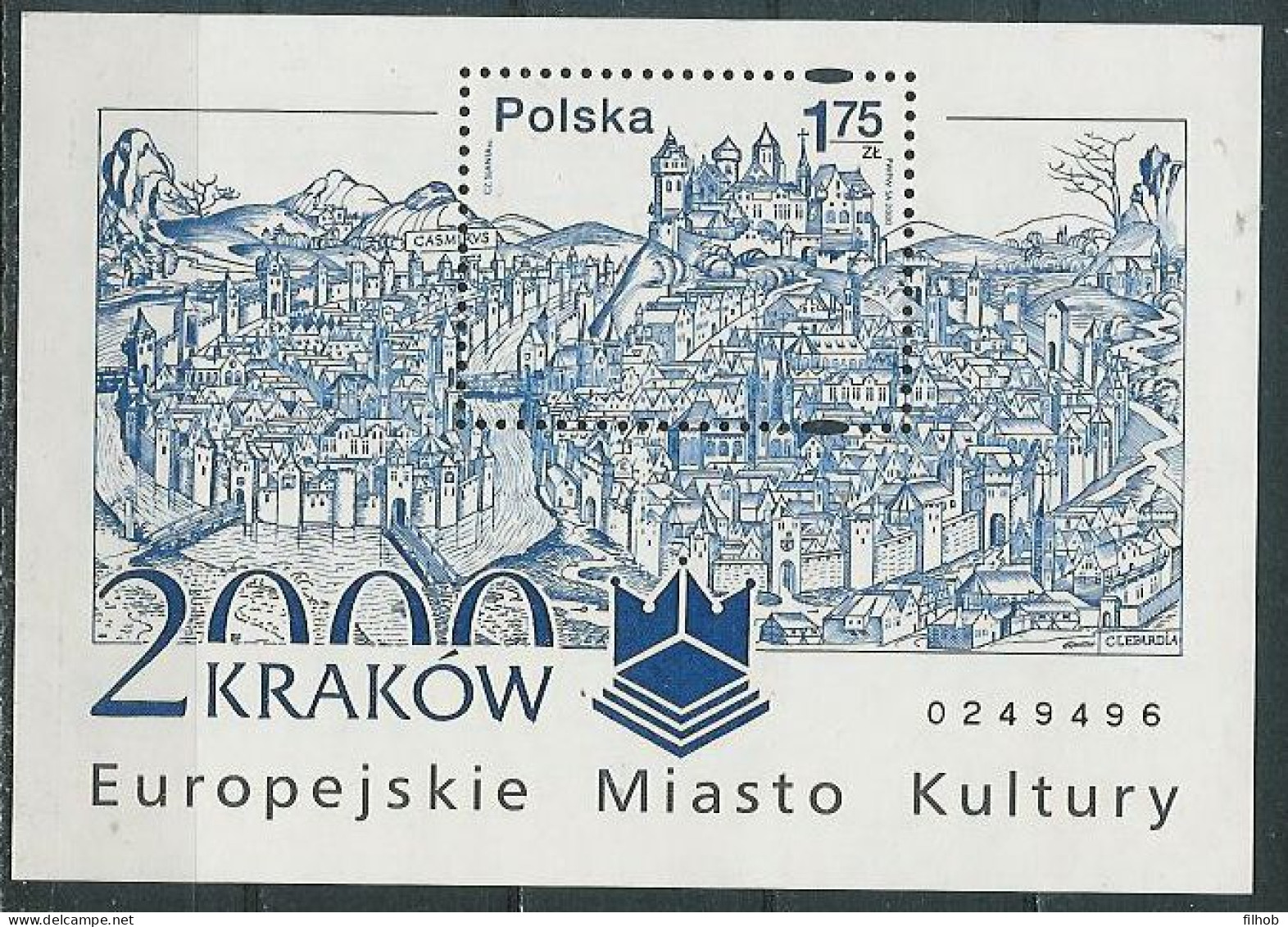 Poland Stamps MNH ZC.3677-78 + Bl.129 AiB: Krakow - Cities Of Culture 2000 + Block A+B - Ungebraucht