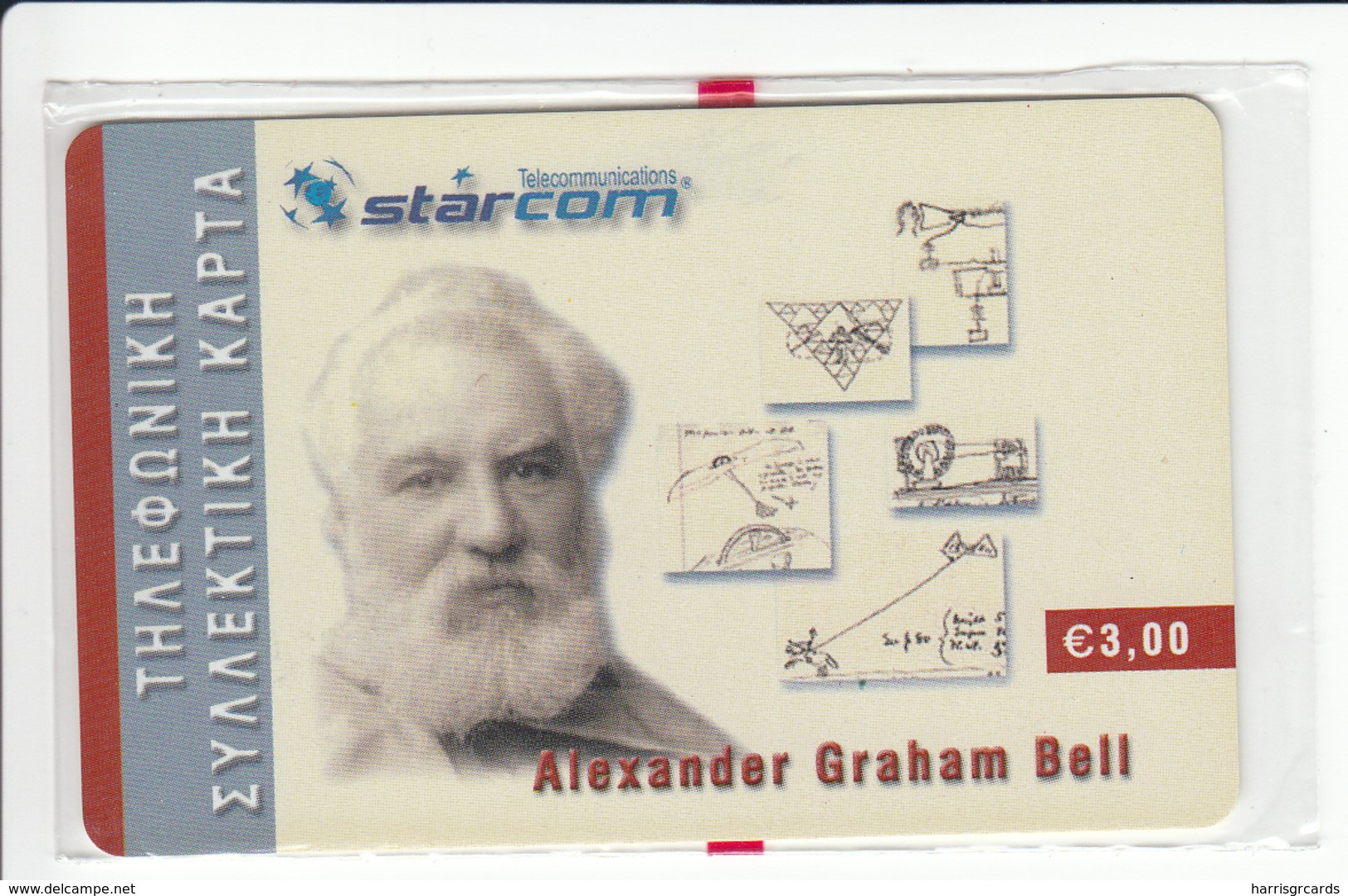 GREECE - Alexander Graham Bell, Starcom Prepaid Card 3€, Tirage 1.000, Exp.date 31/08/02 ,mint - Griechenland