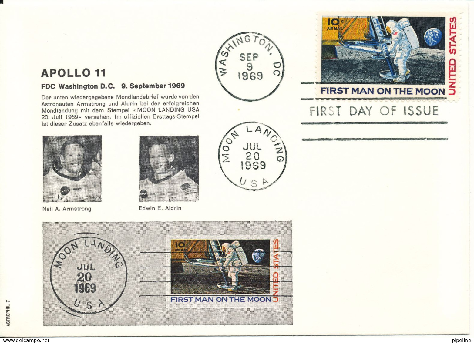 USA FDC 20-7-1969 Apollo 11 Moonlanding With Cachet - 1961-1970