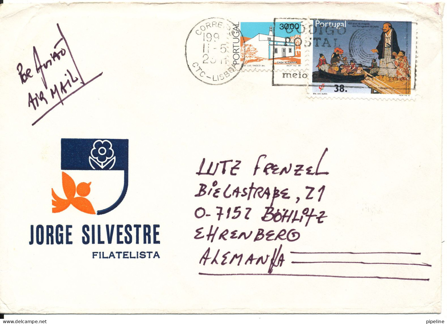 Portugal Cover Sent Air Mail To Germany 11-5-1992 ?? - Briefe U. Dokumente