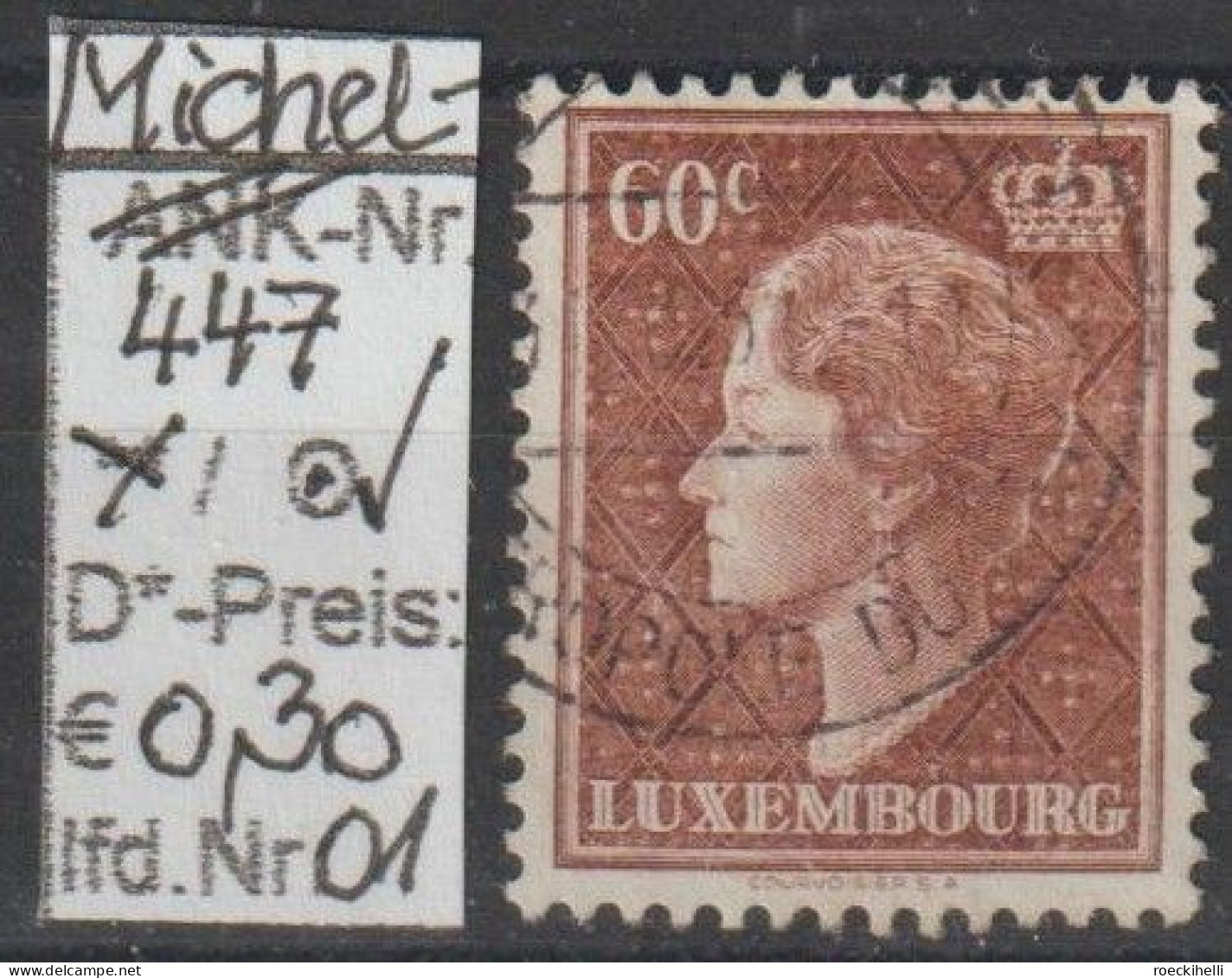 1949 - LUXEMBURG - FM/DM "Großherzogin Charlotte" 60 C Gelbbraun - O  Gestempelt - S. Scan (lux 447o 01-03) - 1948-58 Charlotte Linkerkant