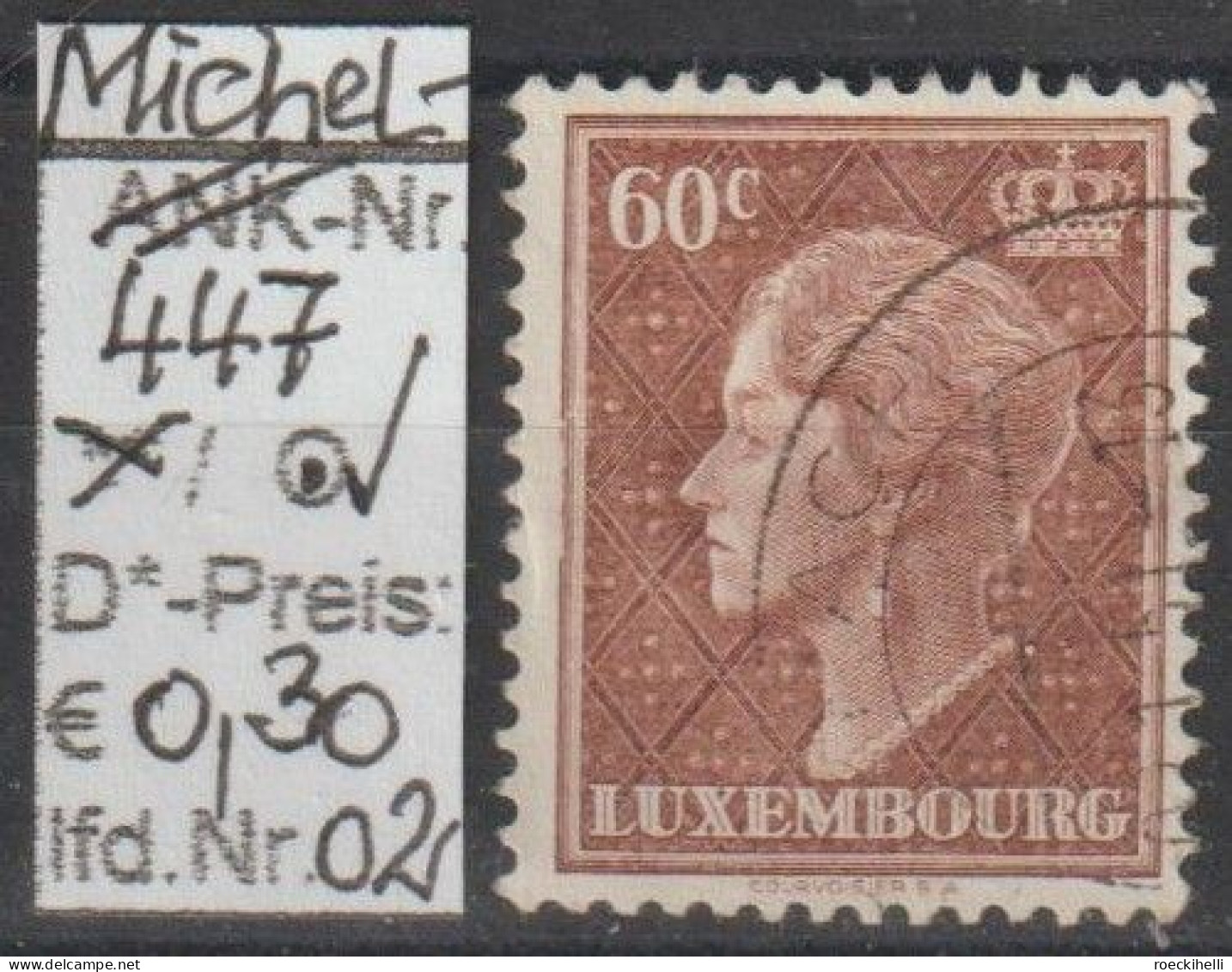 1949 - LUXEMBURG - FM/DM "Großherzogin Charlotte" 60 C Gelbbraun - O  Gestempelt - S. Scan (lux 447o 01-03) - 1948-58 Charlotte Di Profilo Sinistro