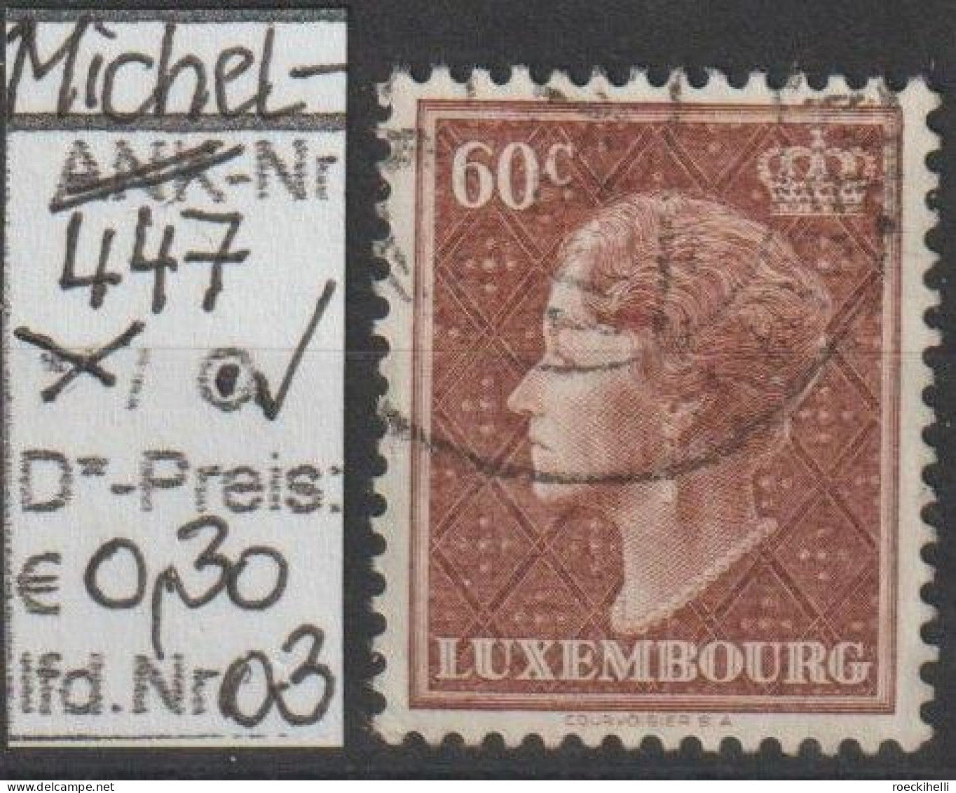 1949 - LUXEMBURG - FM/DM "Großherzogin Charlotte" 60 C Gelbbraun - O  Gestempelt - S. Scan (lux 447o 01-03) - 1948-58 Charlotte De Profil à Gauche