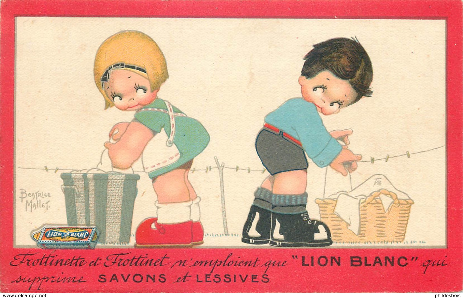 MALLET Béatrice  Carte Publicitaire LION BLANC - Mallet, B.