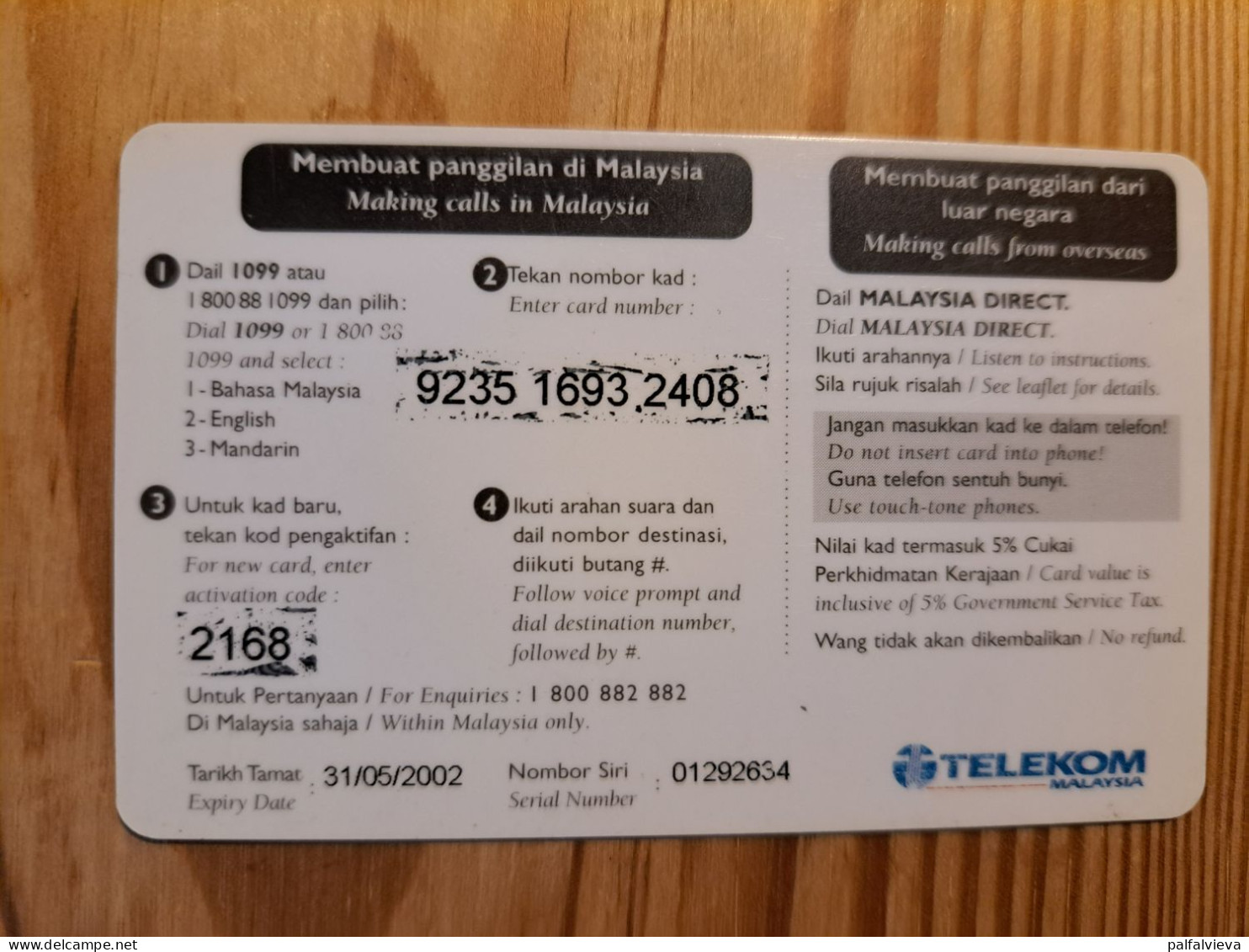 Prepaid Phonecard Malaysia, Telekom - Malasia