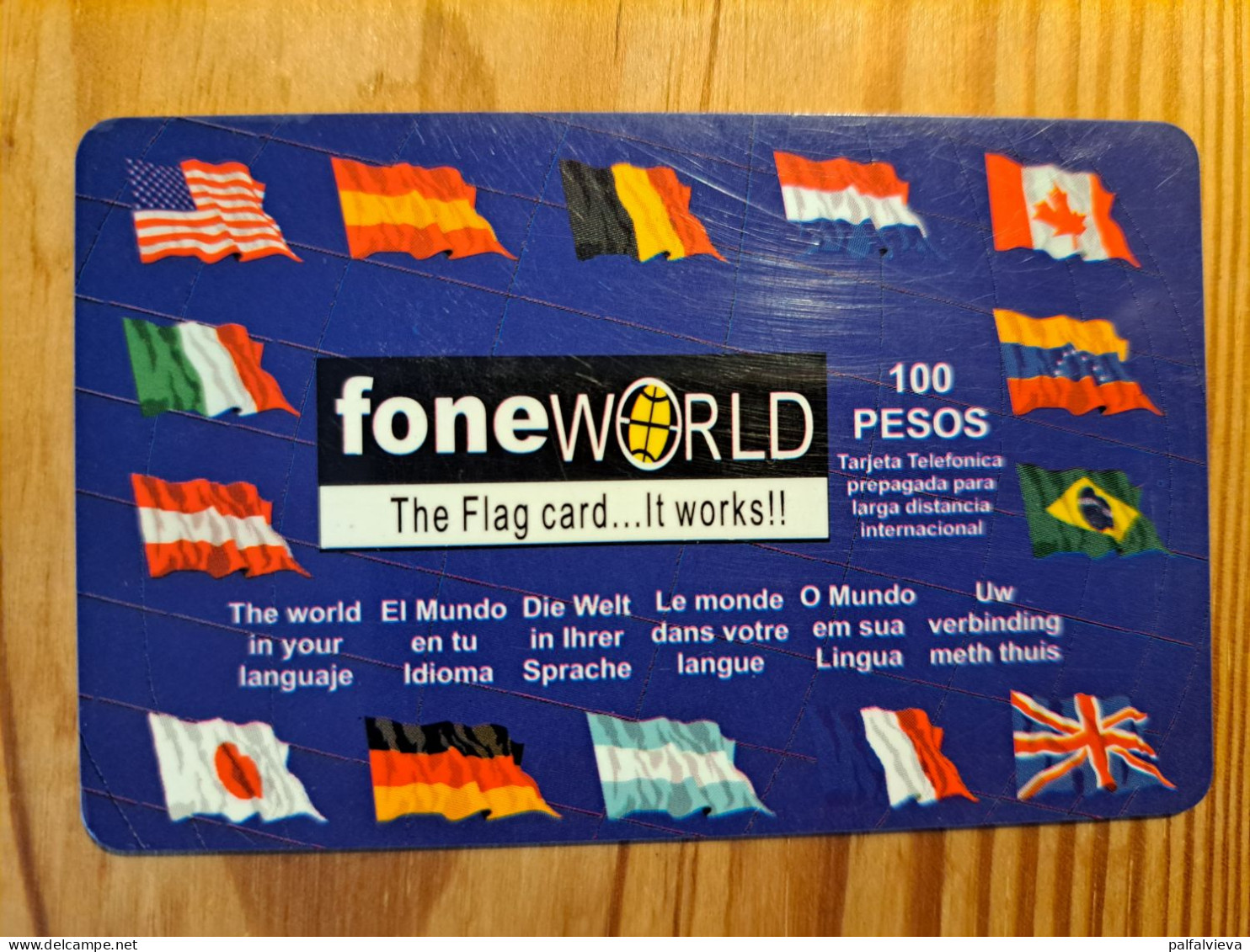 Prepaid Phonecard Mexico, Fone World - Flag - Messico