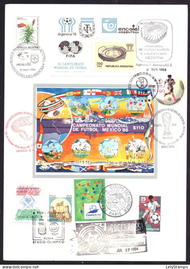 Large Card Various Stamps World Cup Soccer FDC Cancel - Autres & Non Classés