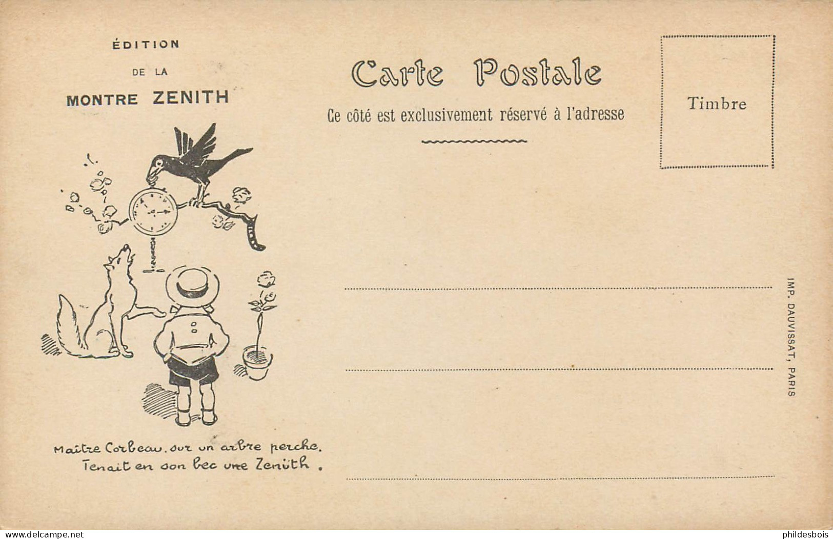 CARTE Publicitaire  Henry MIRANDE  Montre ZENITH  " Le Geai Paré De Plumes " - Publicité