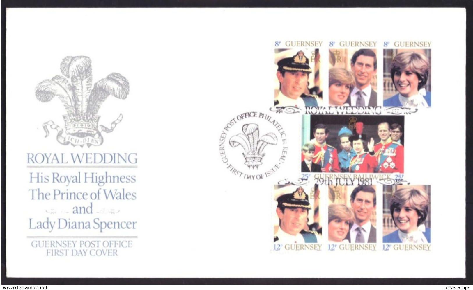 Guernsey 225 T/m 231 FDC Royal Wedding (1981) - Guernesey
