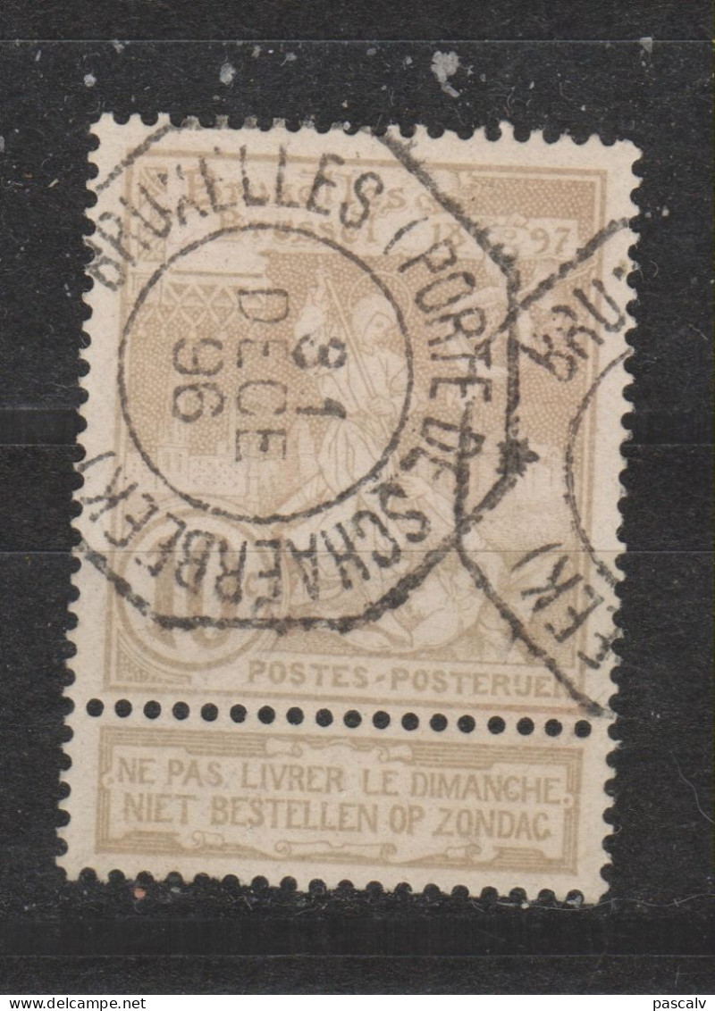 COB 72 Oblitération Centrale Télégraphe BRUXELLES (PORTE DE SCHAERBEEK) - 1894-1896 Ausstellungen