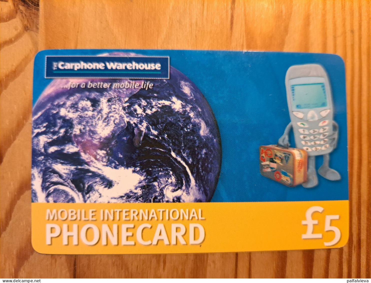 Prepaid Phonecard United Kingdom, Cardphone Warehouse - Earth, Globe - Emissions Entreprises