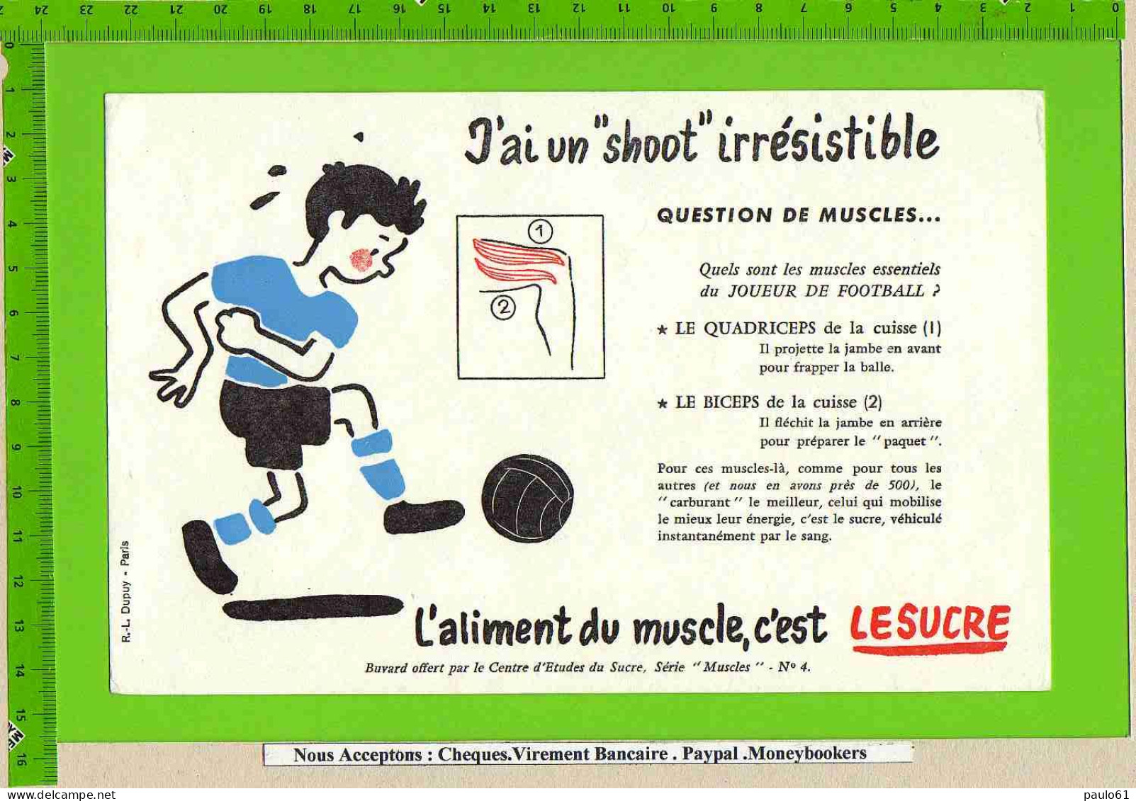 BUVARD :J'ai Un Schoot Irresistible  Muscles N° 4 Le Sucre Foot - Sucreries & Gâteaux