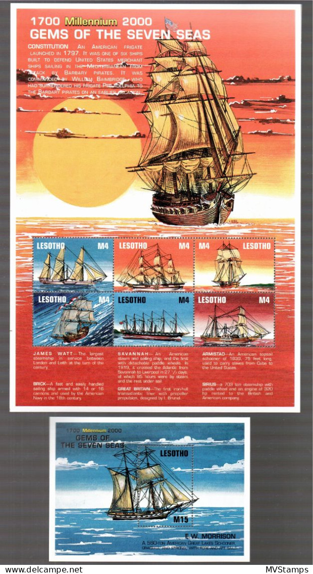 Lesotho 2000 Set Ships/Boats Sheets (Michel 1579/84 + Bl.156) MNH - Lesotho (1966-...)