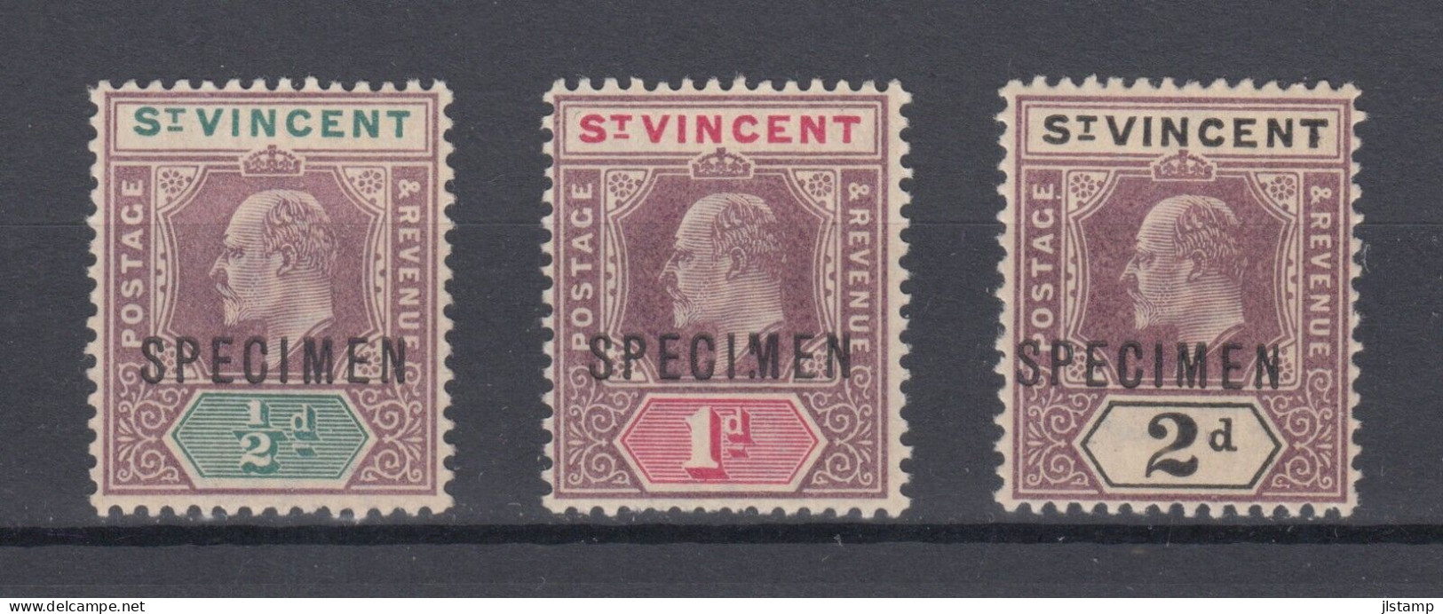 St. Vincent 1902 King Stamp Specimen Of 3v, OG, MNH,VF - St.Vincent (...-1979)