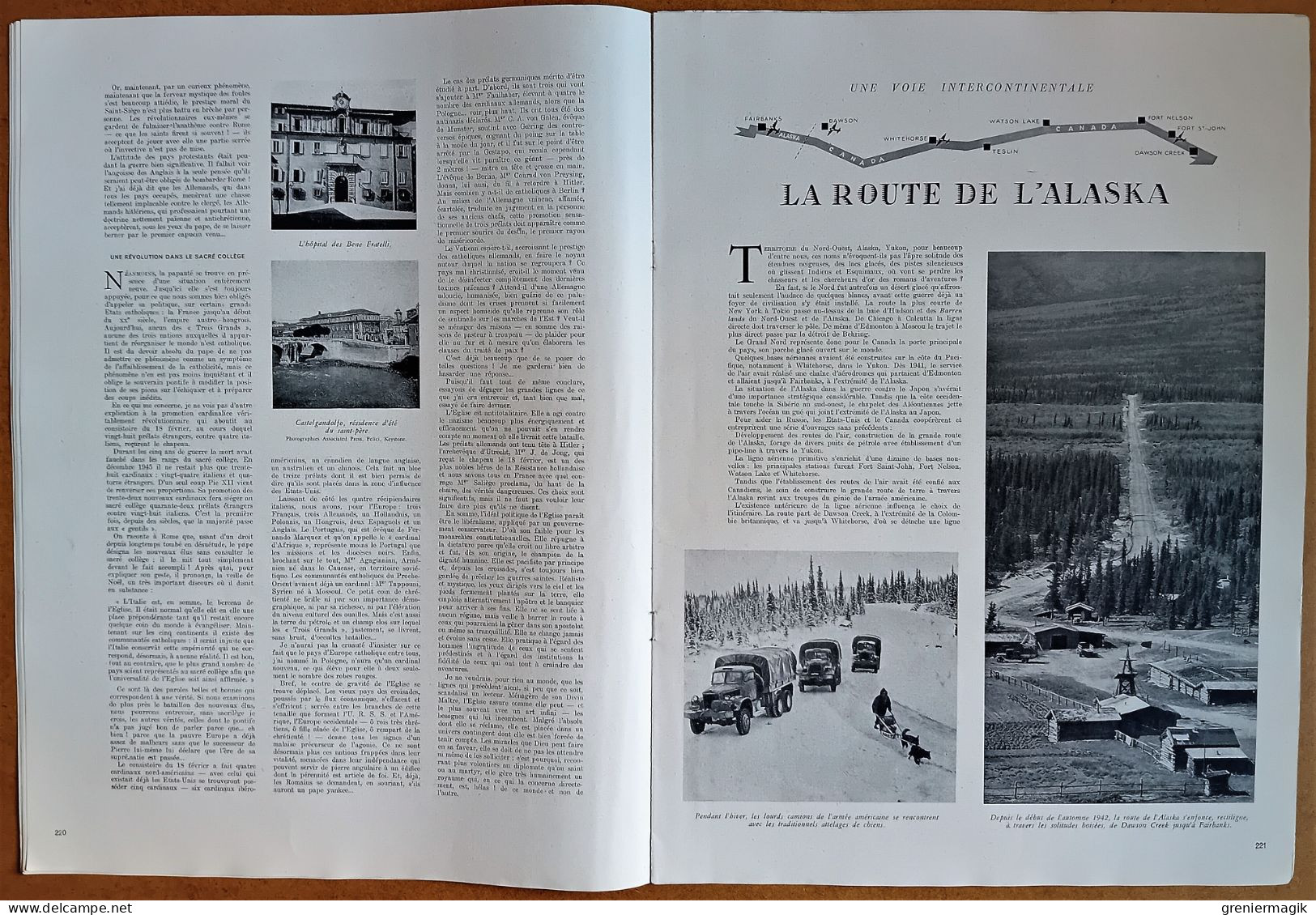 France Illustration N°22 02/03/1946 Vatican/Saint-Malo/Belgique/Route De L'Alaska (Dawson Creek-Fairbanks)/Navigation - Informations Générales