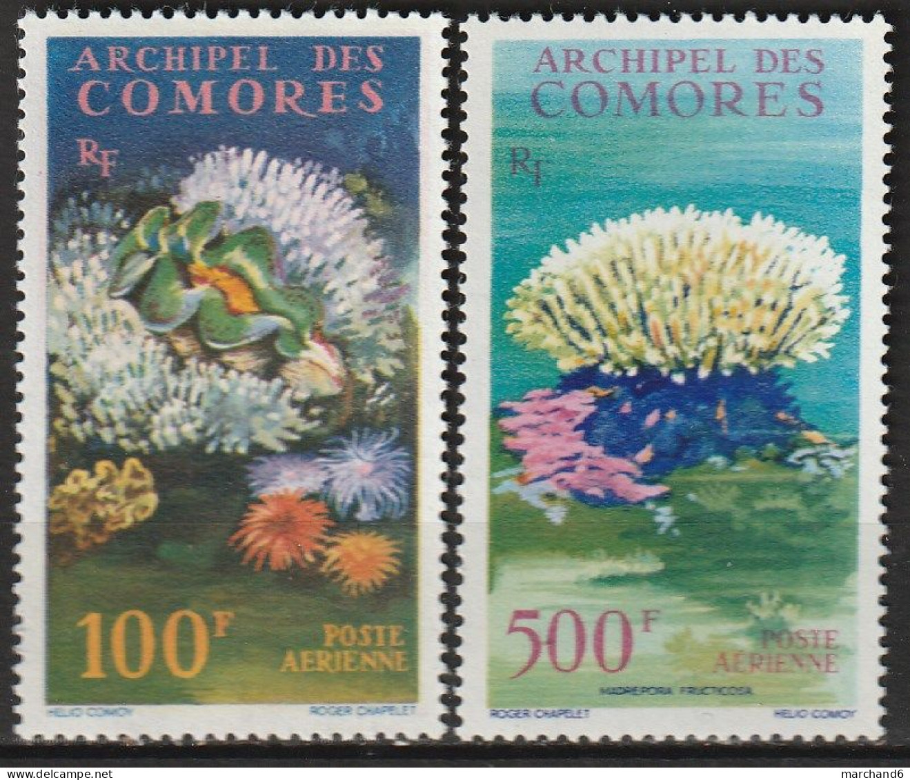 Comores Faune Et Flore Marines Poste Aérienne N°5/6 *neuf Charnière - Poste Aérienne