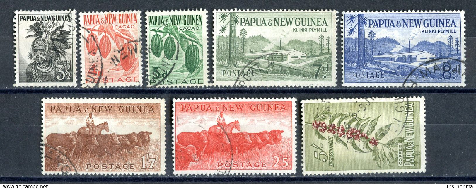 8159 BCXX 1958 Papua Scott # 139-46 Used (offers Welcome) - Papouasie-Nouvelle-Guinée