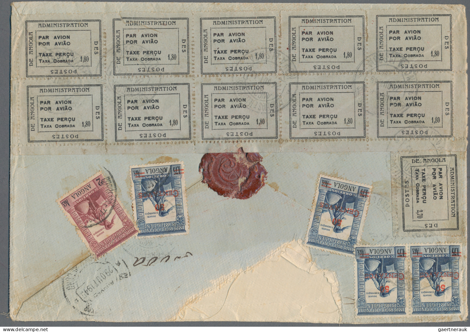 Angola: 1945 Registered Air Mail Cover From Nova Lisboa To Luanda Franked (on Ba - Angola