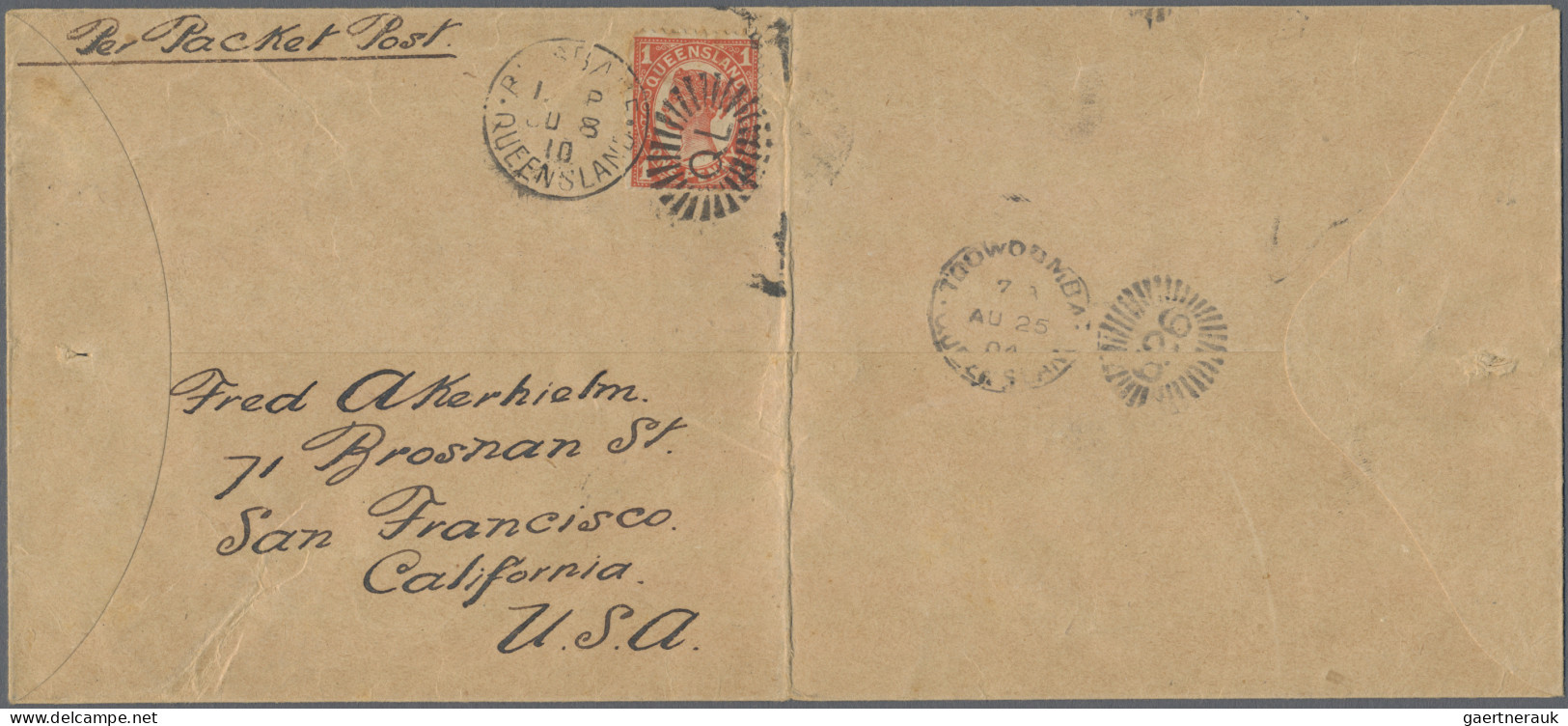 Queensland - Postal Stationery: 1904, 1d Orange QV Printed-to-order Envelope, Ma - Cartas & Documentos