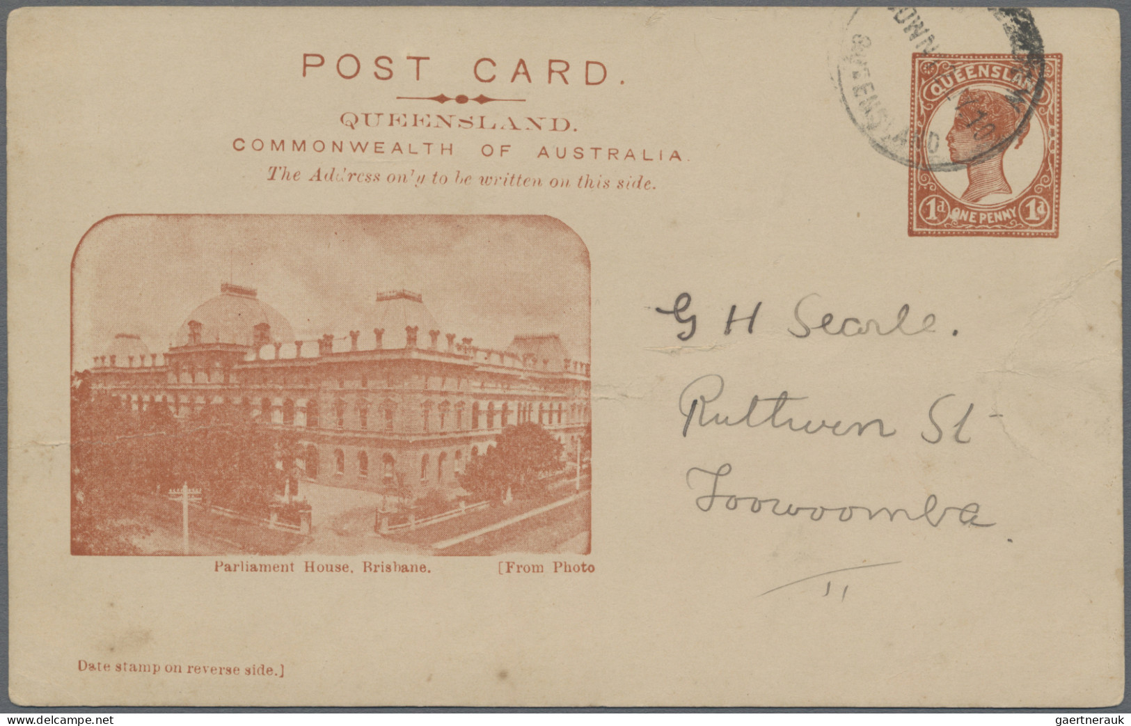 Queensland - Postal Stationery: 1905, 1d Orange Brown On Cream To Buff QV Pictor - Cartas & Documentos