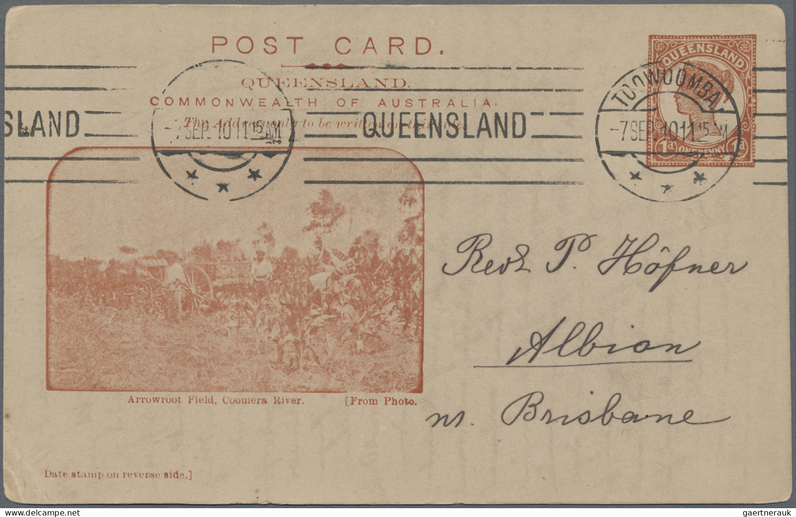 Queensland - postal stationery: 1905, 1d orange brown on cream to buff QV pictor