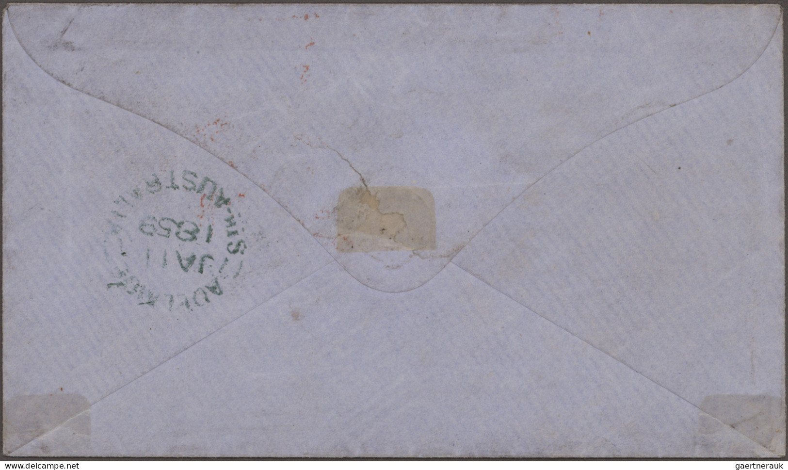 South Australia: 1857, 6d Slate Blue Tied By Mute Killer, "KAPUNDA SOUTH AUSTRAL - Briefe U. Dokumente