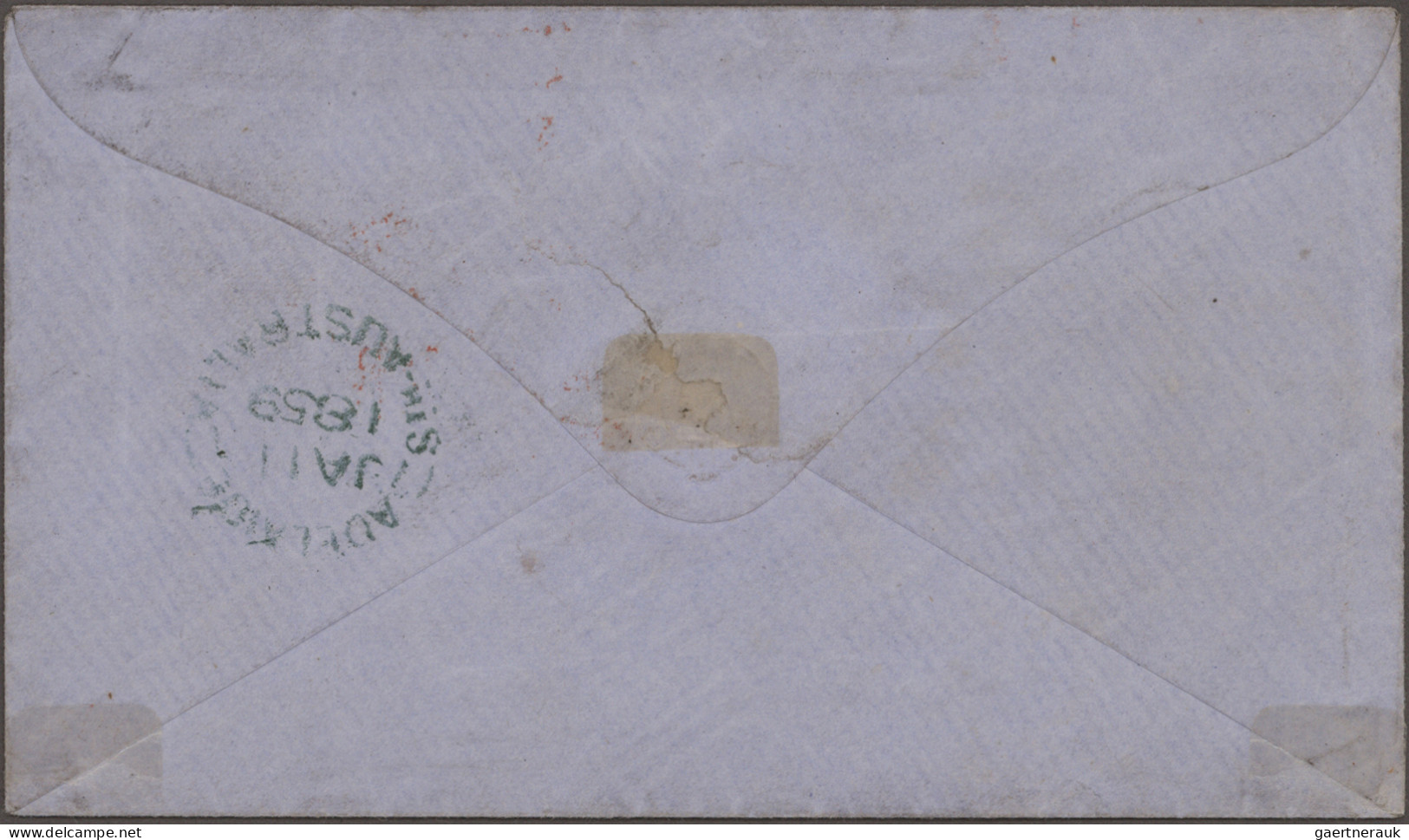 South Australia: 1857, 6d Slate Blue Tied By Mute Killer, "KAPUNDA SOUTH AUSTRAL - Cartas & Documentos