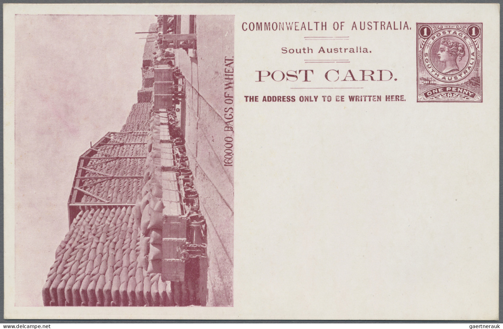 South Australia - Postal Stationery: 1908, 1d Purple QV Postcard Scenic Issue '1 - Sonstige & Ohne Zuordnung