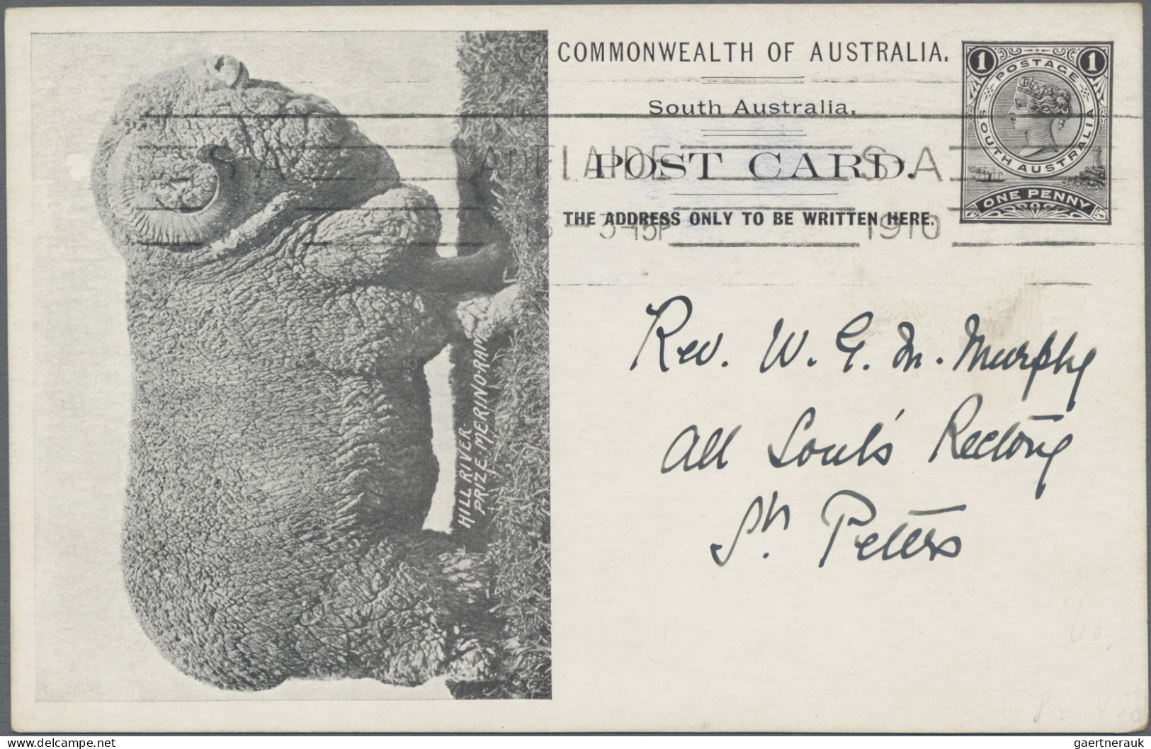 South Australia - Postal Stationery: 1908, 1d Black QV Postcard Scenic Issue 'HI - Autres & Non Classés