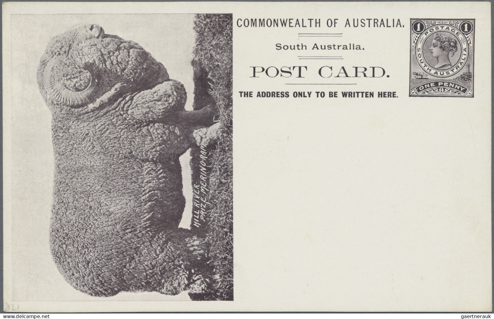 South Australia - Postal Stationery: 1908, 1d Brown-black QV Postcard Scenic Iss - Other & Unclassified