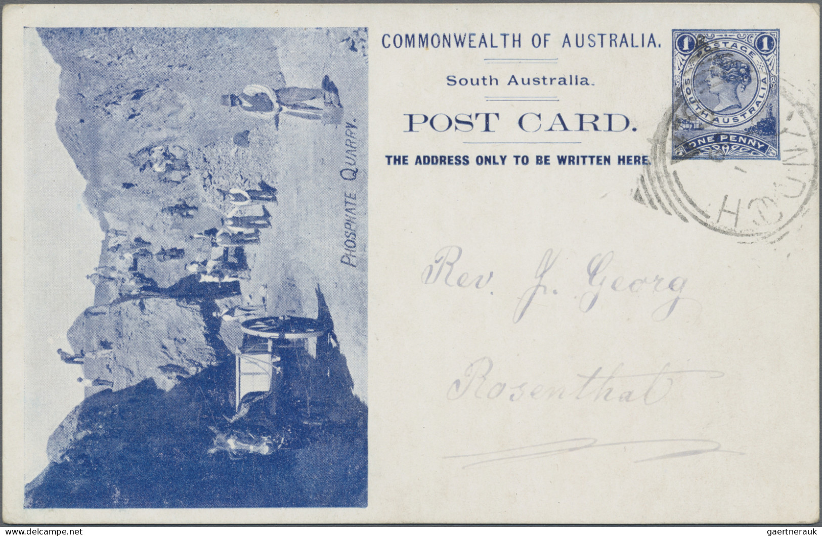 South Australia - Postal Stationery: 1908, 1d Dark Blue QV Postcard Scenic Issue - Other & Unclassified