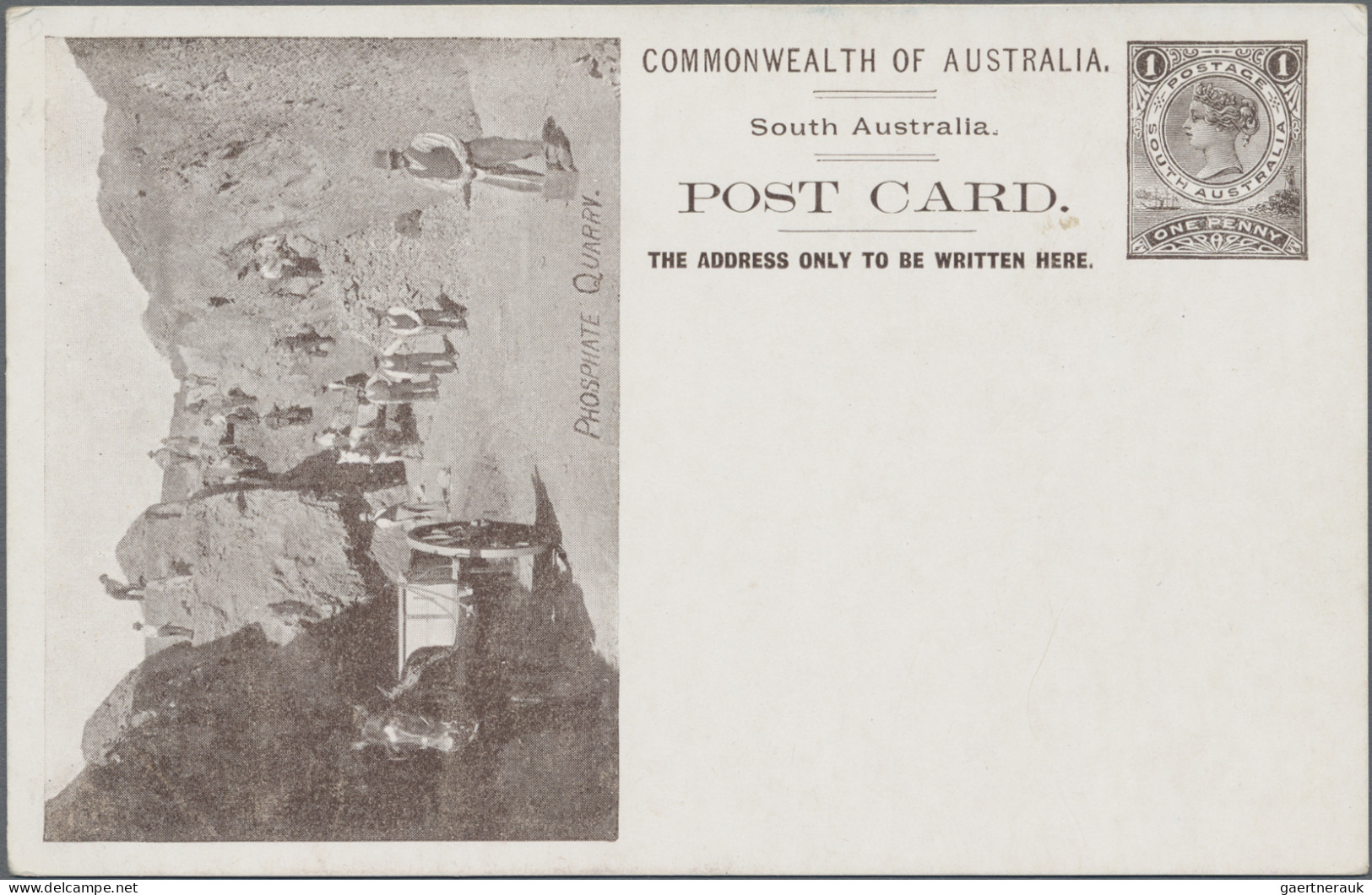 South Australia - Postal Stationery: 1908, 1d Black-brown QV Postcard Scenic Iss - Other & Unclassified